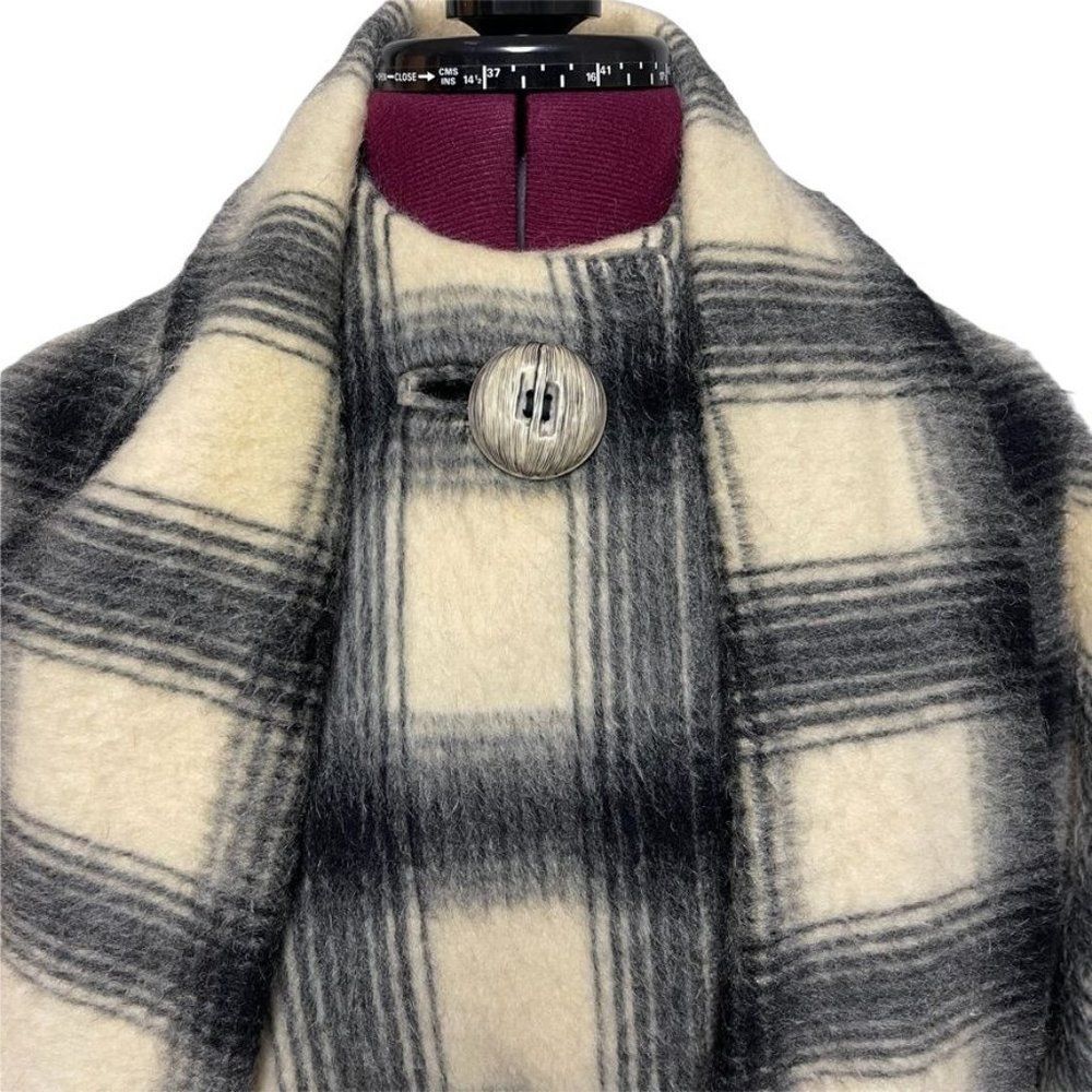 Marshall Fields & Co Vintage Coat With Attached Scarf 3/4 Sleeve Plaid - Picture 5 of 11